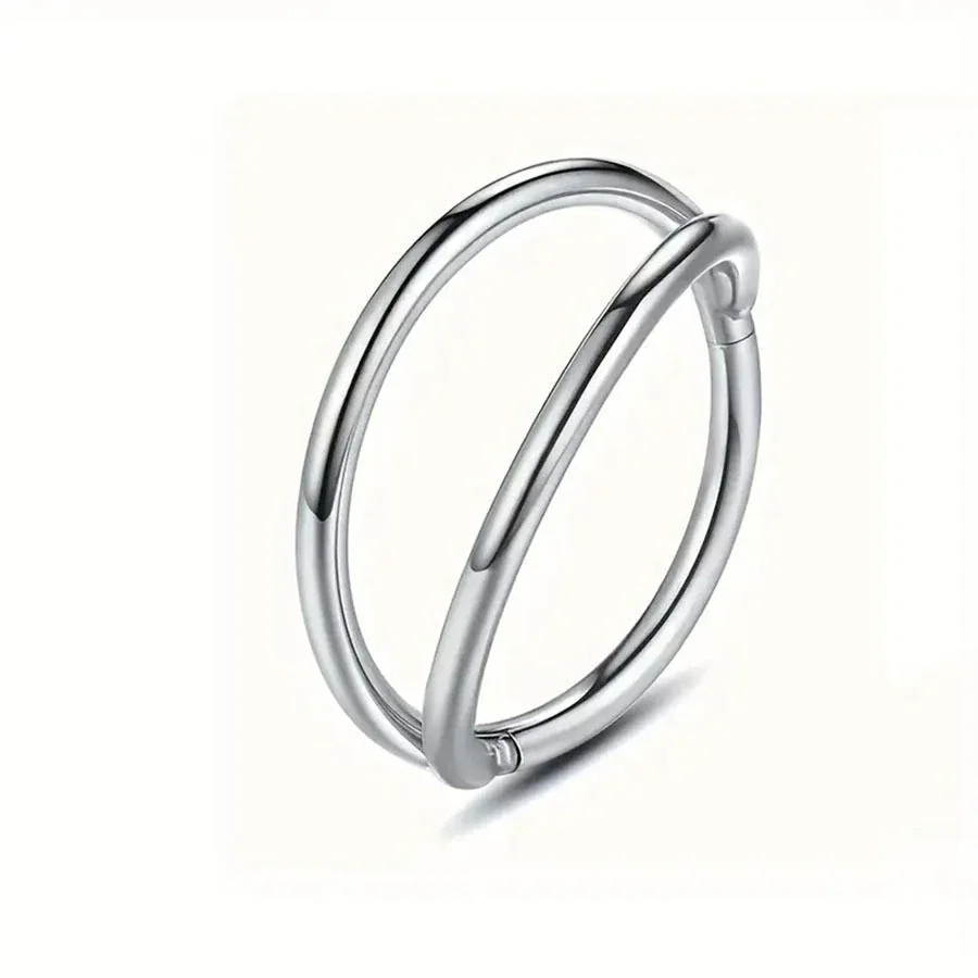 Sleek 316 Stainless Steel Crossover Hoop Earrings - Silver