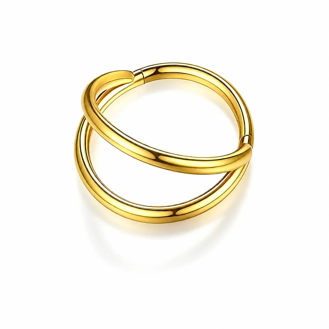 Sleek 316 Stainless Steel Crossover Hoop Earrings - Gold