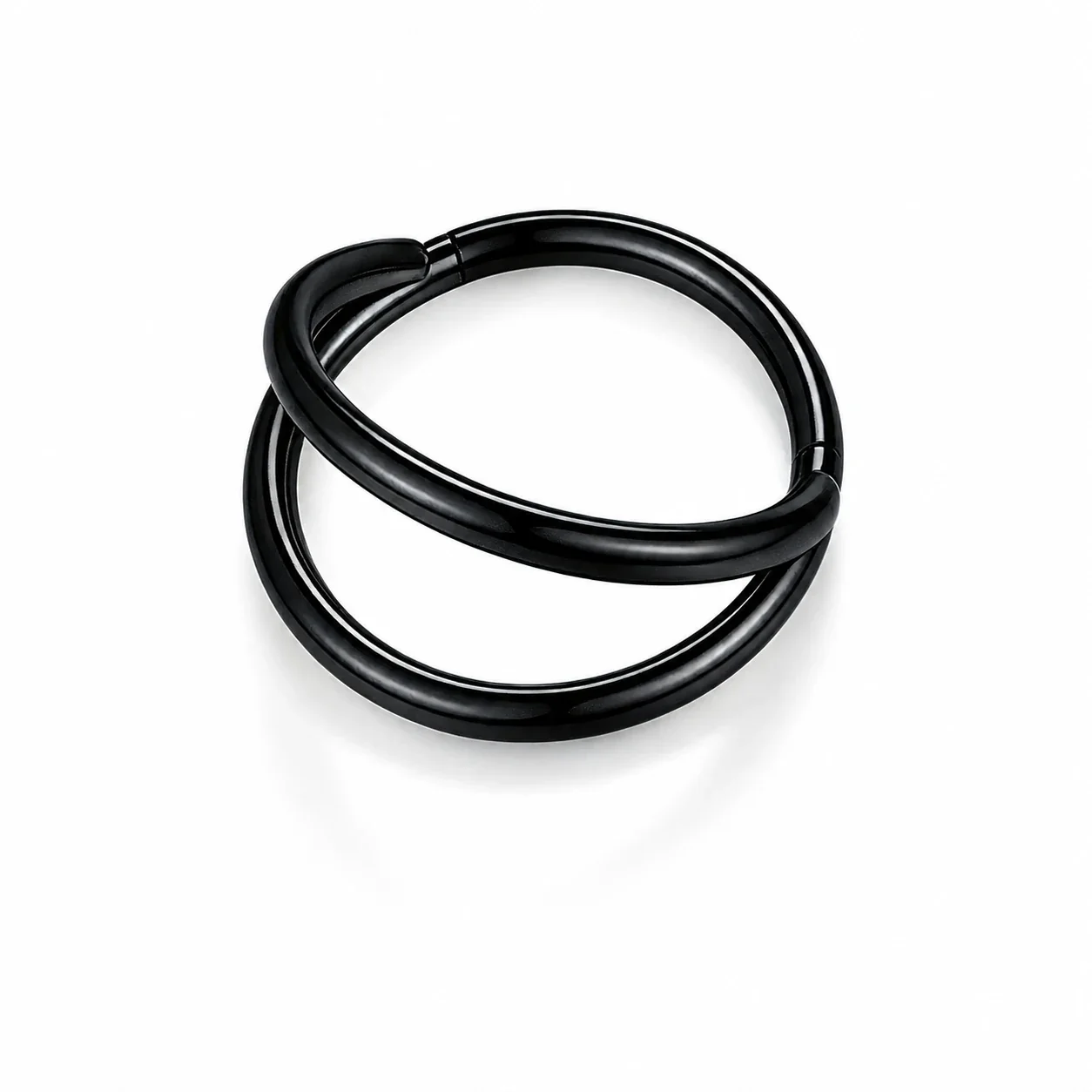 Sleek 316 Stainless Steel Crossover Hoop Earrings - Black