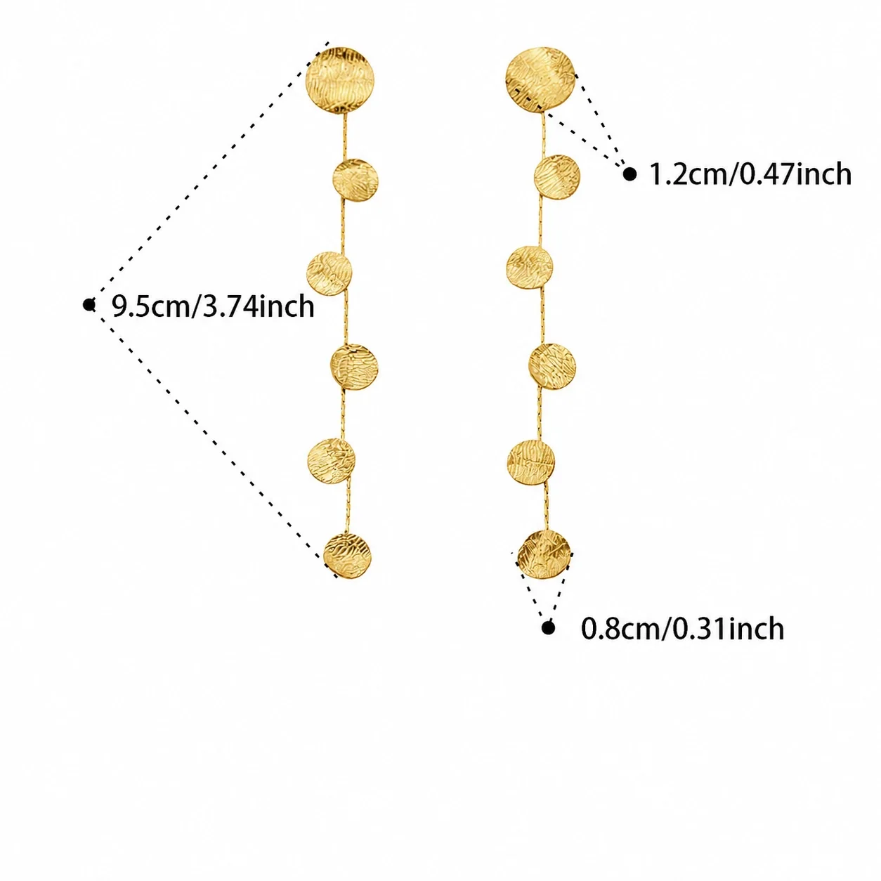 Hammered Disc & Leaf 18K Gold-Plated 316L Jewelry Set - Gold Round Hammered