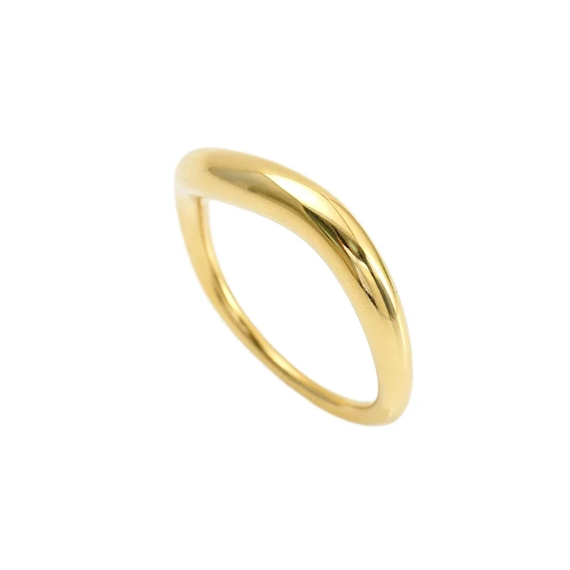 Twisted Dome Band Ring 316 Stainless Steel 14K Gold PVD