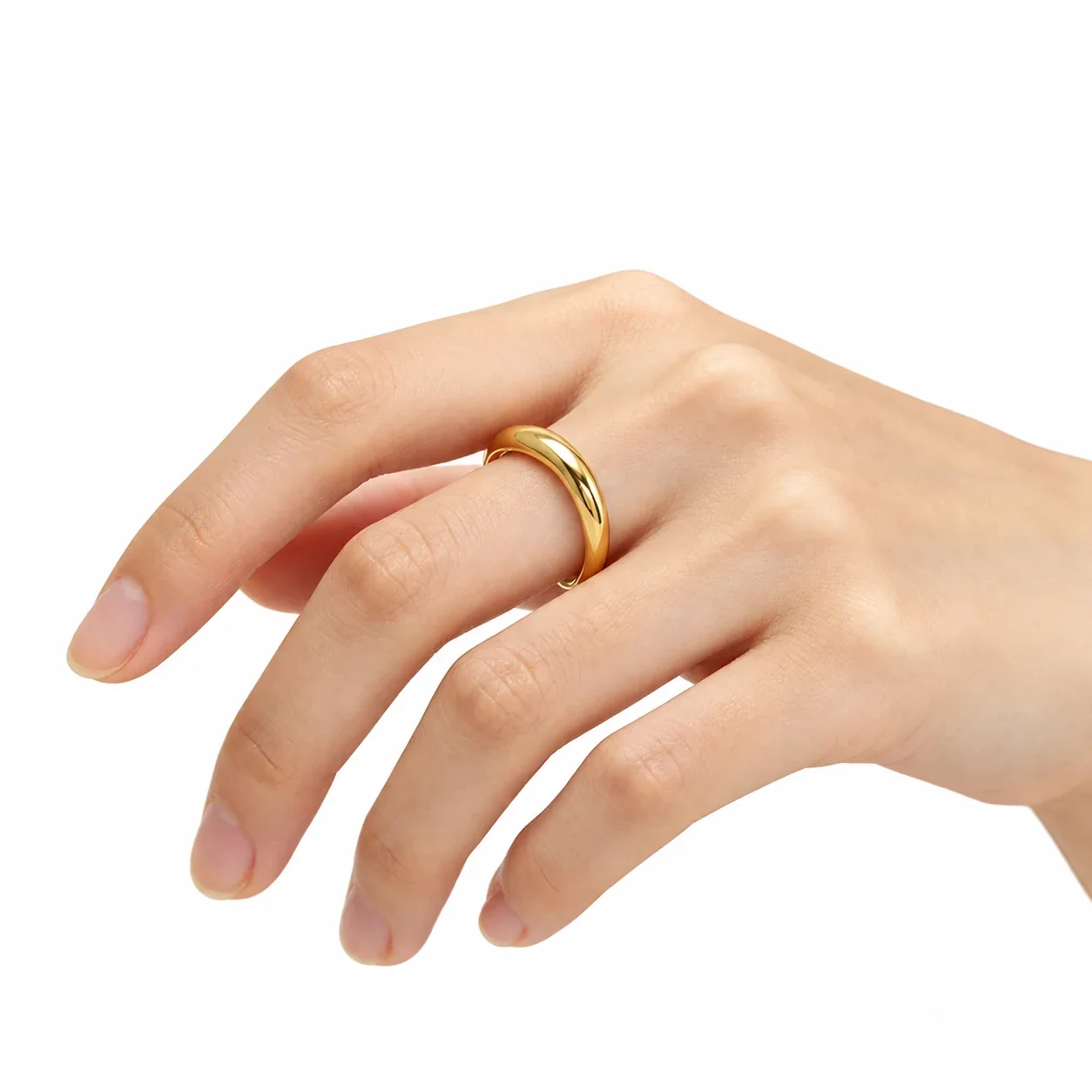 Twisted Dome Band Ring 316 Stainless Steel 14K Gold PVD
