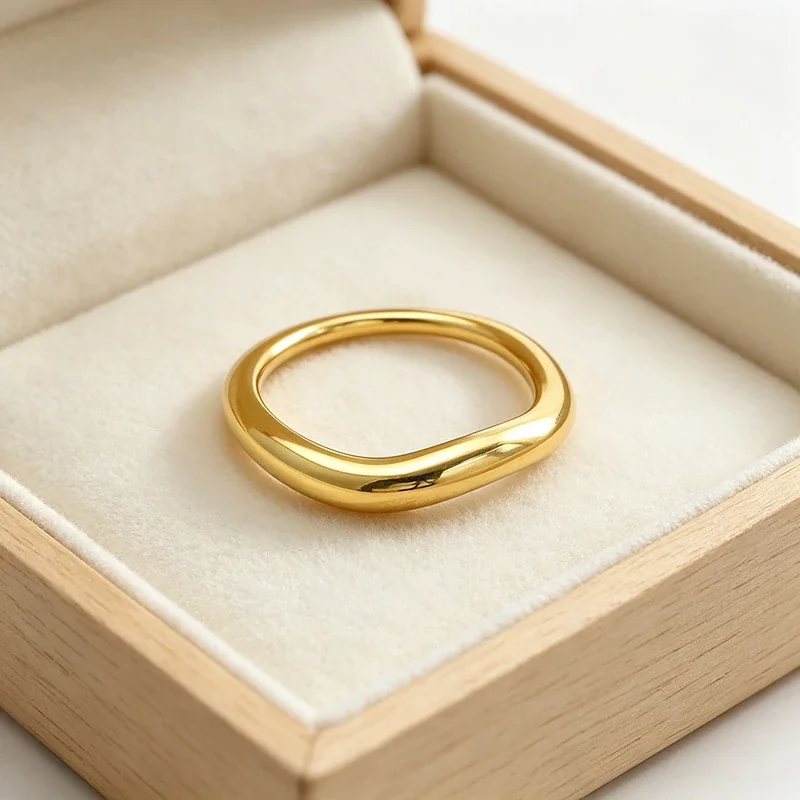 Twisted Dome Band Ring 316 Stainless Steel 14K Gold PVD