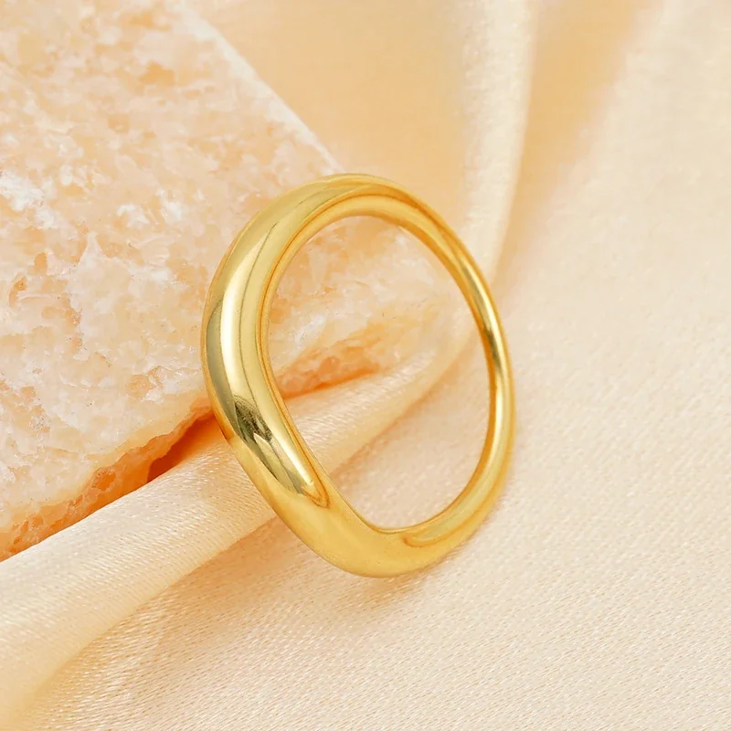 Twisted Dome Band Ring 316 Stainless Steel 14K Gold PVD