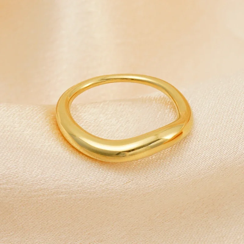 Twisted Dome Band Ring 316 Stainless Steel 14K Gold PVD