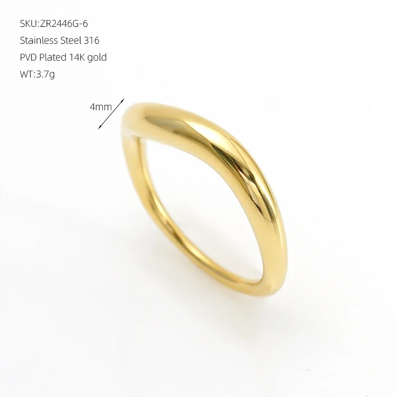 Twisted Dome Band Ring 316 Stainless Steel 14K Gold PVD - Size