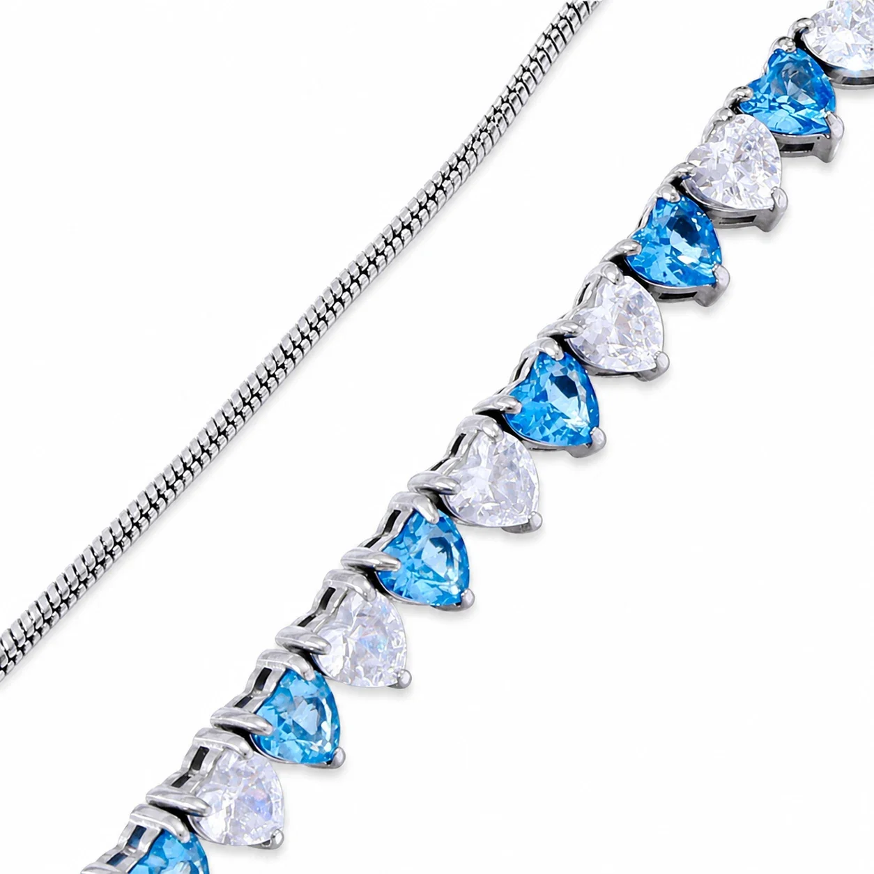 Polished 316 Stainless Steel Heart CZ Tennis Bracelet