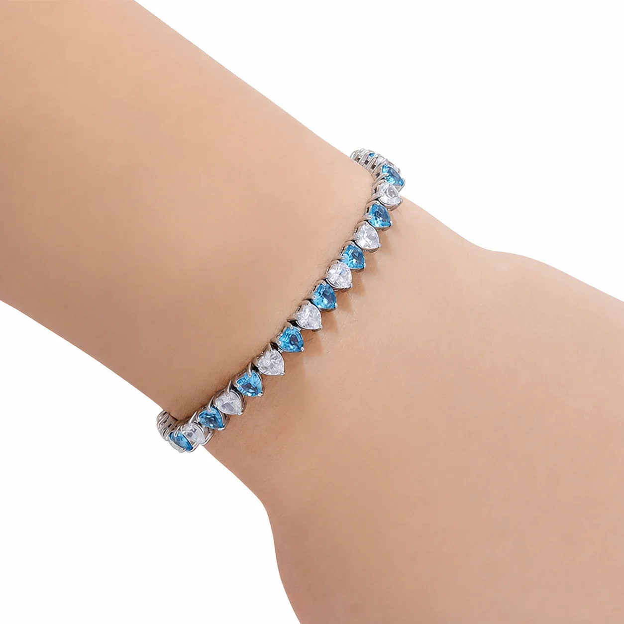 Polished 316 Stainless Steel Heart CZ Tennis Bracelet