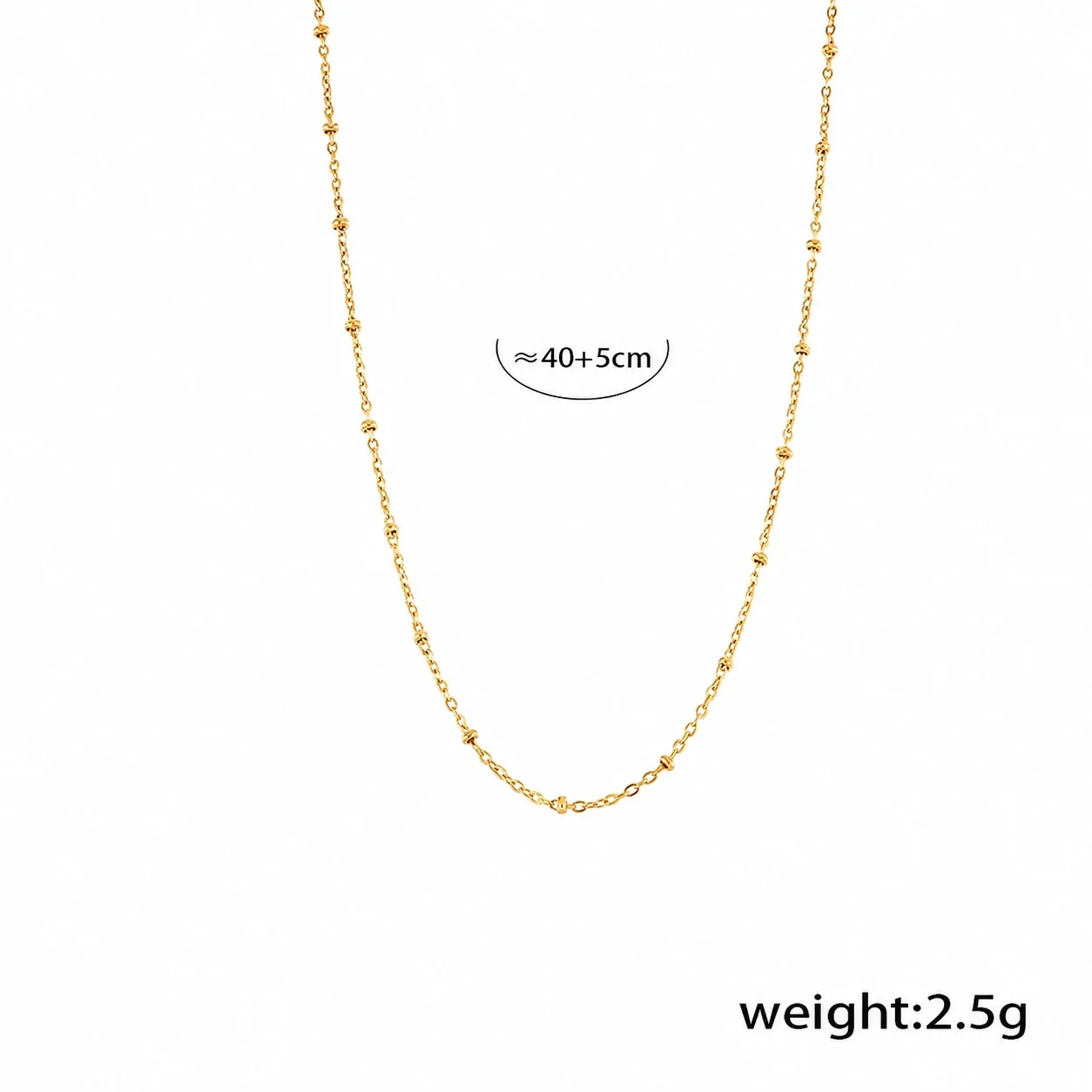 Delicate Gold-Plated Pin Motif CZ Layered Necklace - Gold Cross Bead Small + cm