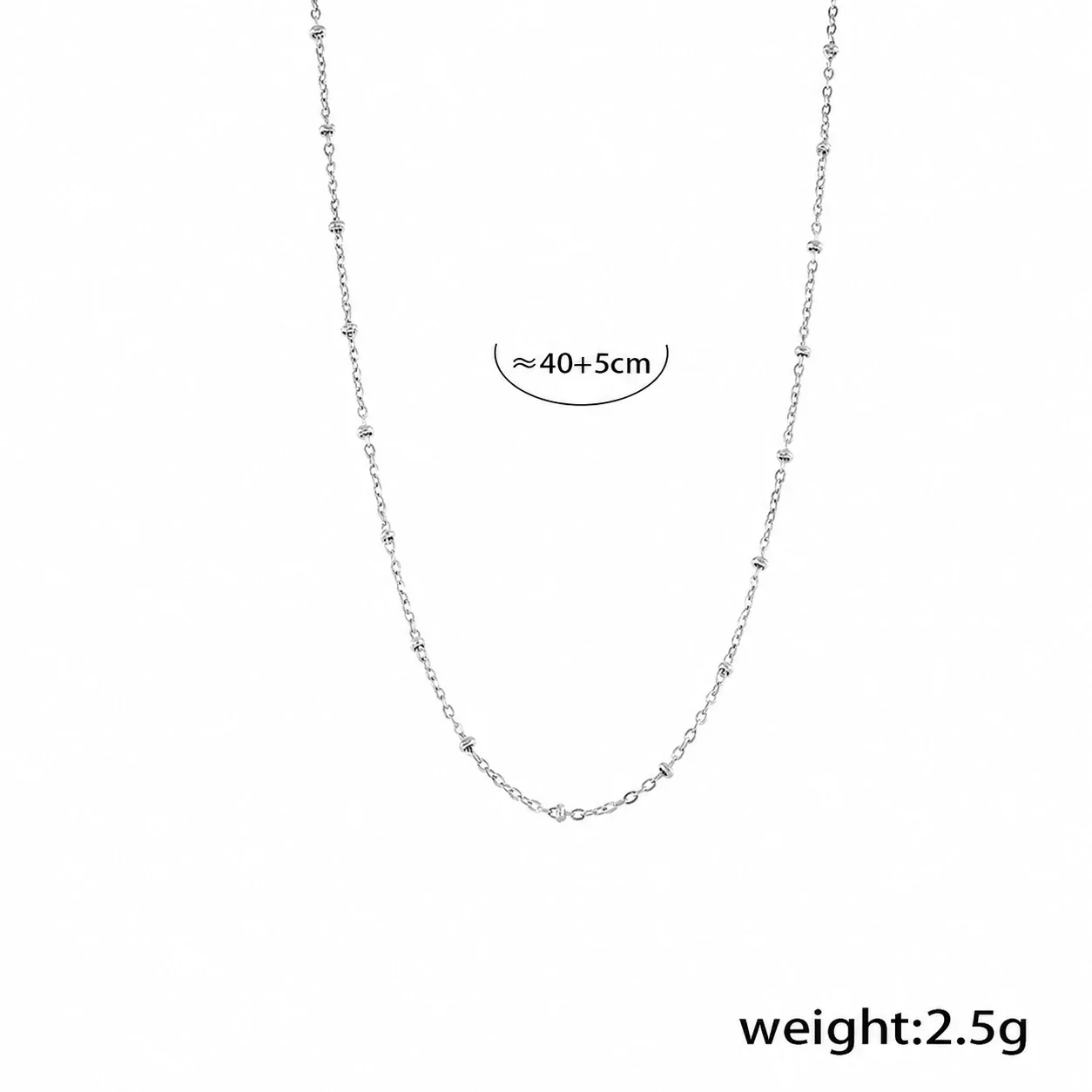 Delicate Gold-Plated Pin Motif CZ Layered Necklace - Silver Cross Bead Small + cm