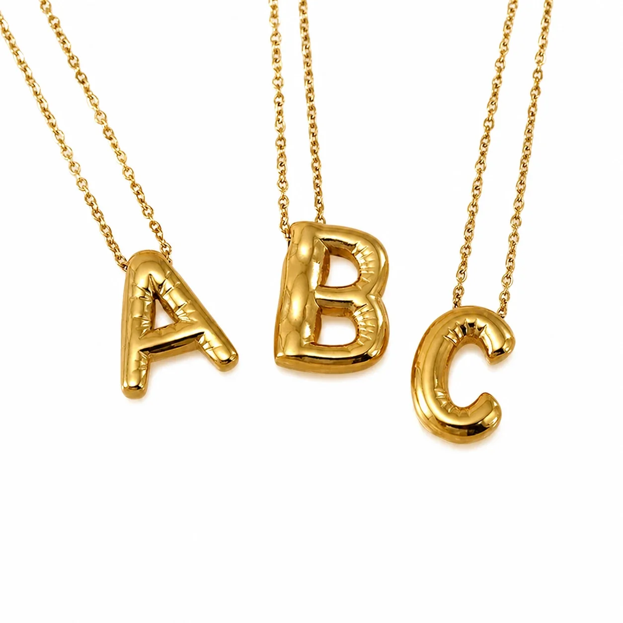 Playful 18K Gold-Plated Bubble Initial Cable Pendant Necklace