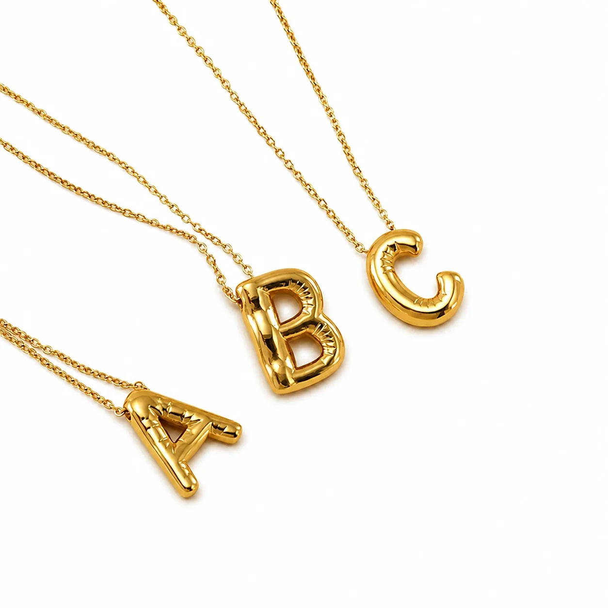 Playful 18K Gold-Plated Bubble Initial Cable Pendant Necklace