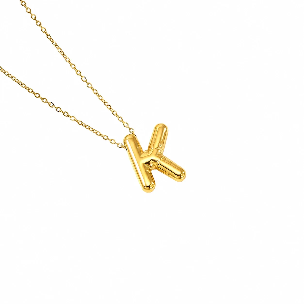 Playful 18K Gold-Plated Bubble Initial Cable Pendant Necklace - Gold K