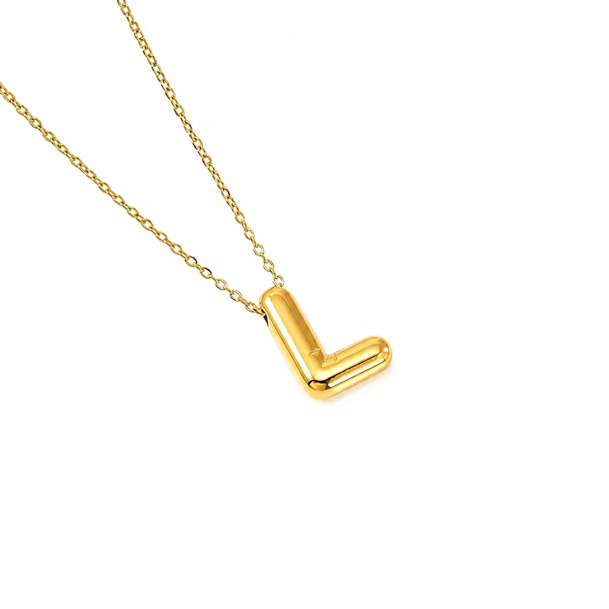 Playful 18K Gold-Plated Bubble Initial Cable Pendant Necklace - Gold L