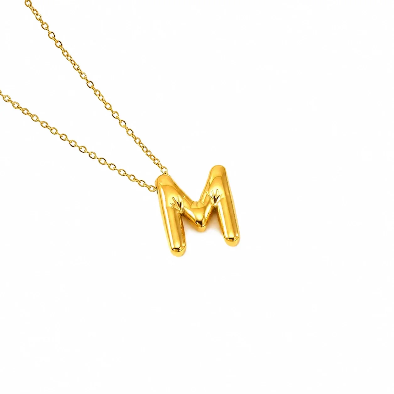 Playful 18K Gold-Plated Bubble Initial Cable Pendant Necklace - Gold M