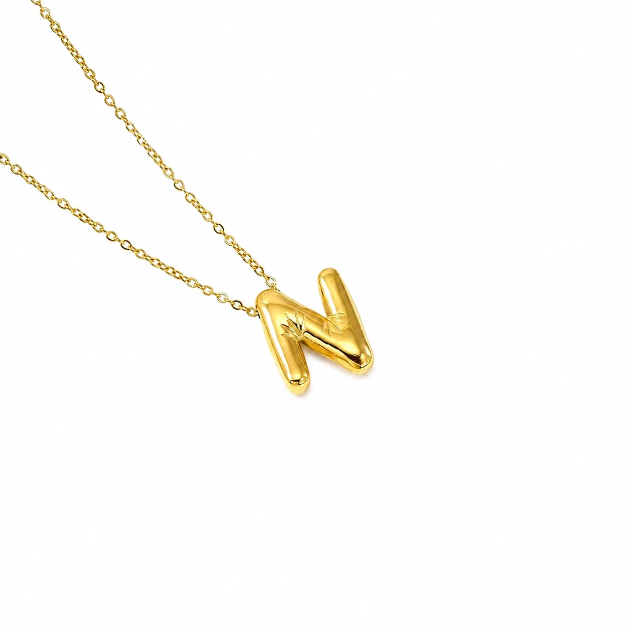 Playful 18K Gold-Plated Bubble Initial Cable Pendant Necklace - Gold N