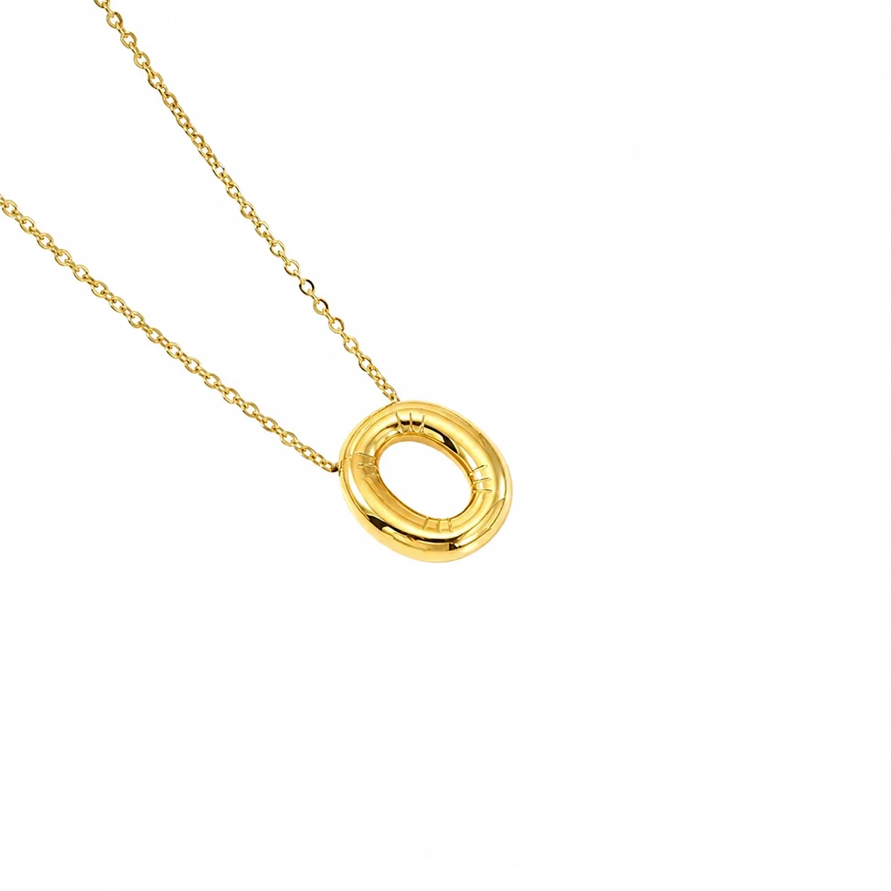 Playful 18K Gold-Plated Bubble Initial Cable Pendant Necklace - Gold O