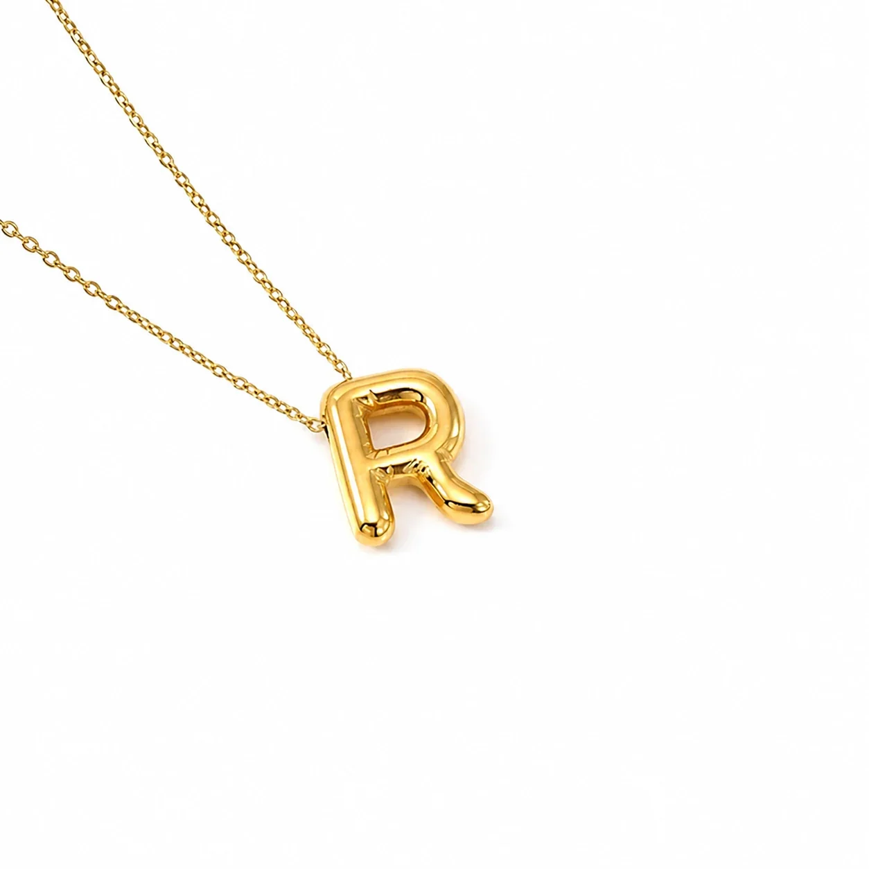 Playful 18K Gold-Plated Bubble Initial Cable Pendant Necklace - Gold R