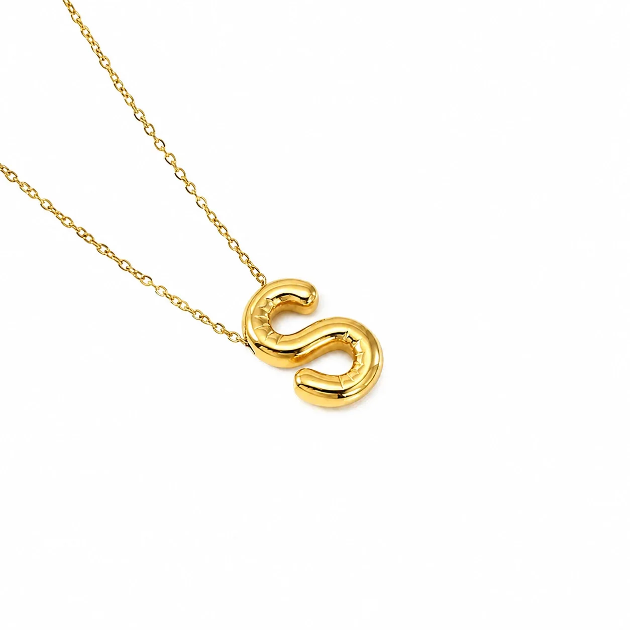Playful 18K Gold-Plated Bubble Initial Cable Pendant Necklace - Gold S