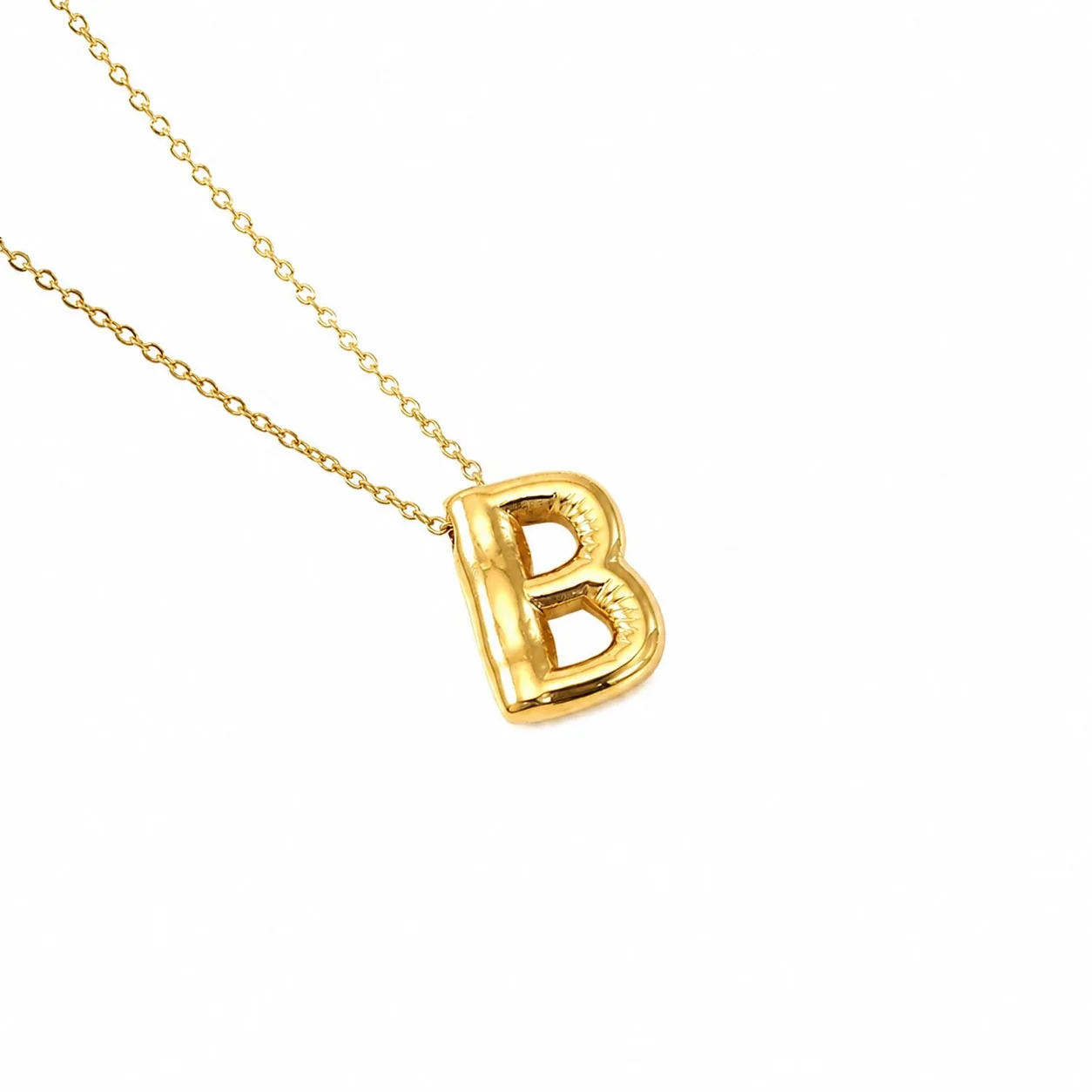 Playful 18K Gold-Plated Bubble Initial Cable Pendant Necklace - Gold B
