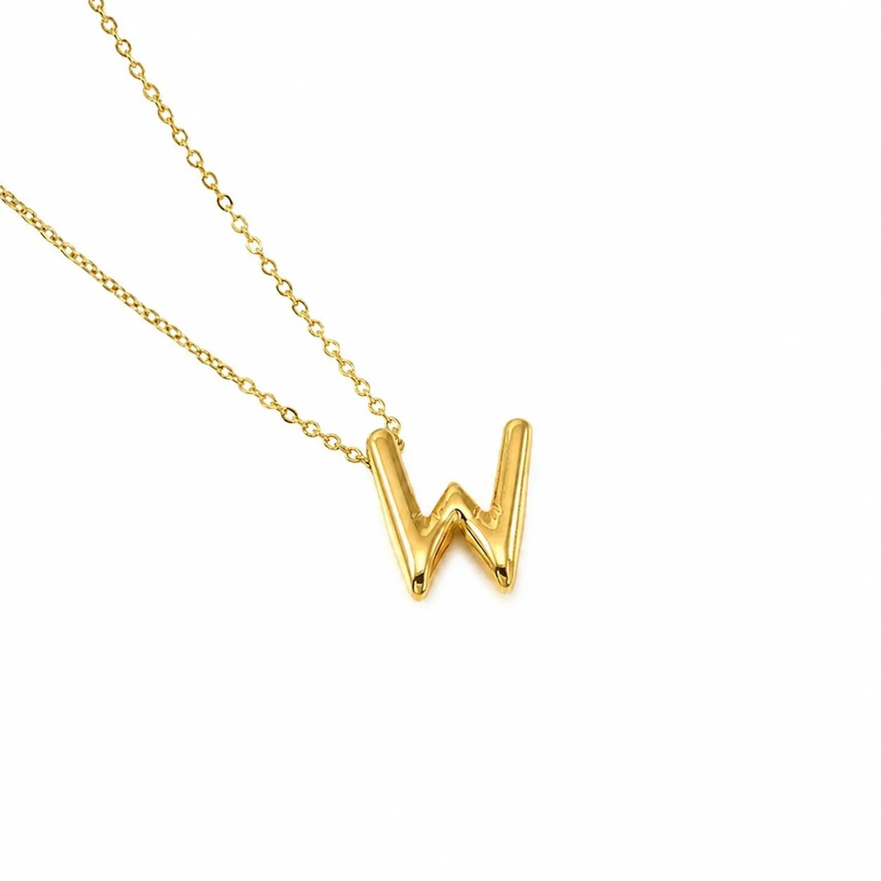 Playful 18K Gold-Plated Bubble Initial Cable Pendant Necklace - Gold W