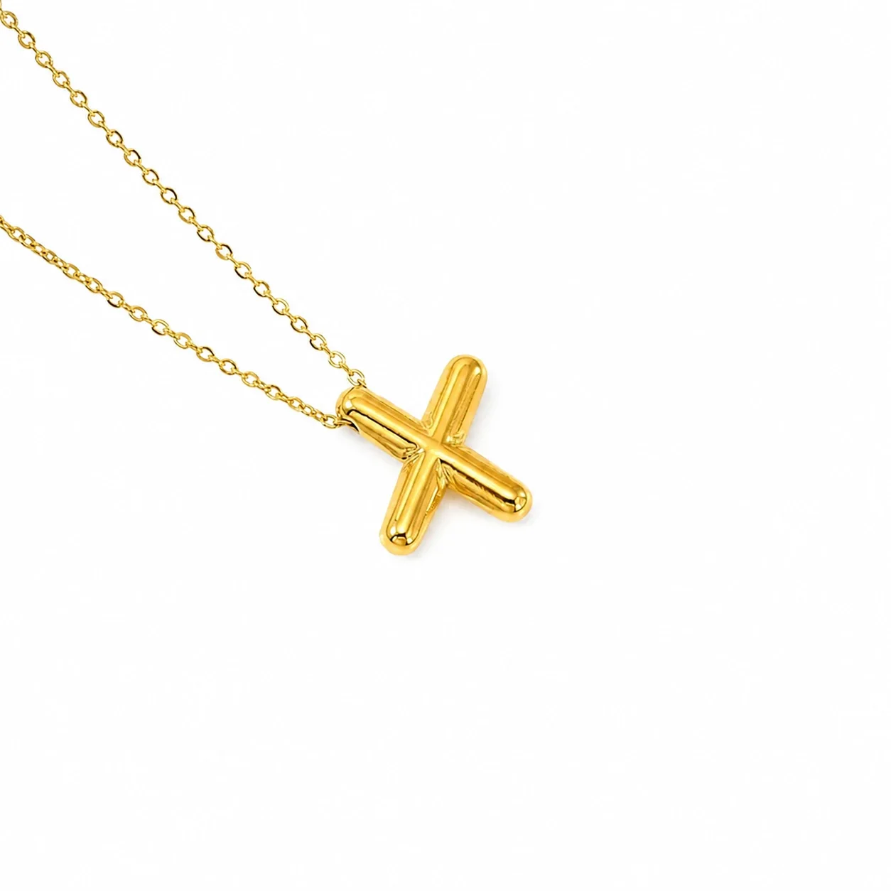 Playful 18K Gold-Plated Bubble Initial Cable Pendant Necklace - Gold X