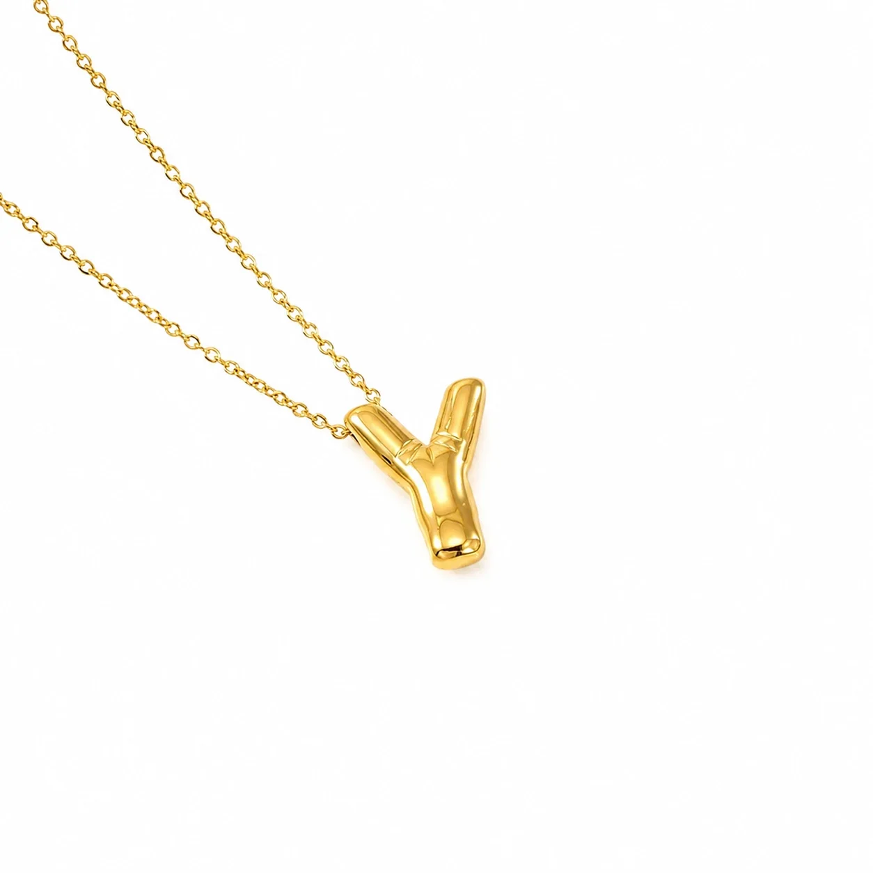 Playful 18K Gold-Plated Bubble Initial Cable Pendant Necklace - Gold Y