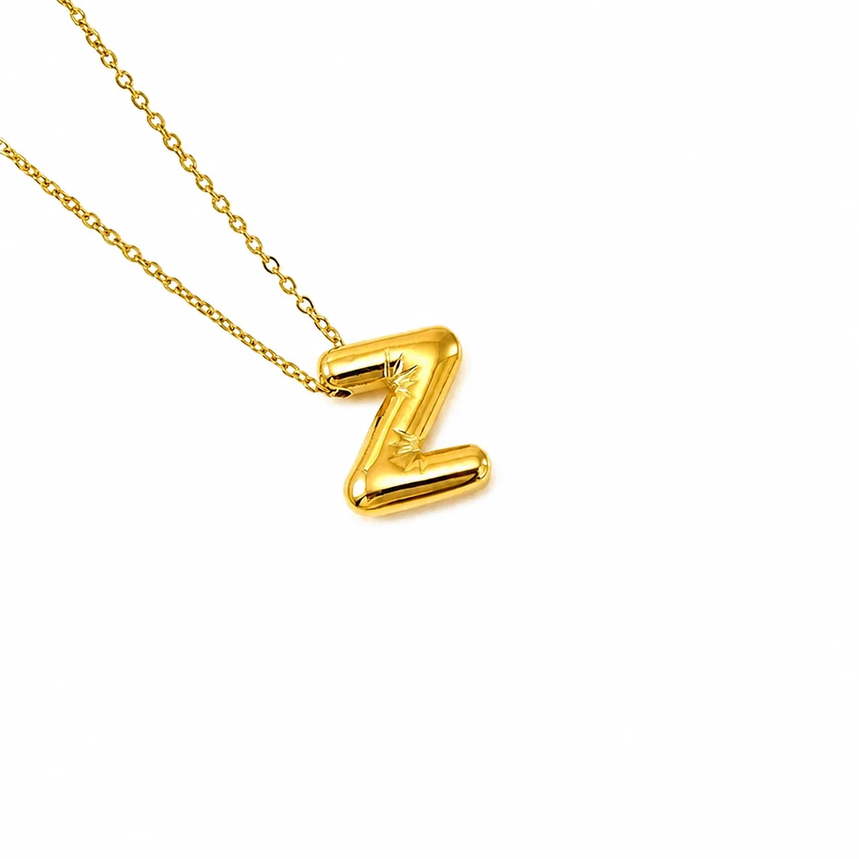 Playful 18K Gold-Plated Bubble Initial Cable Pendant Necklace - Gold Z