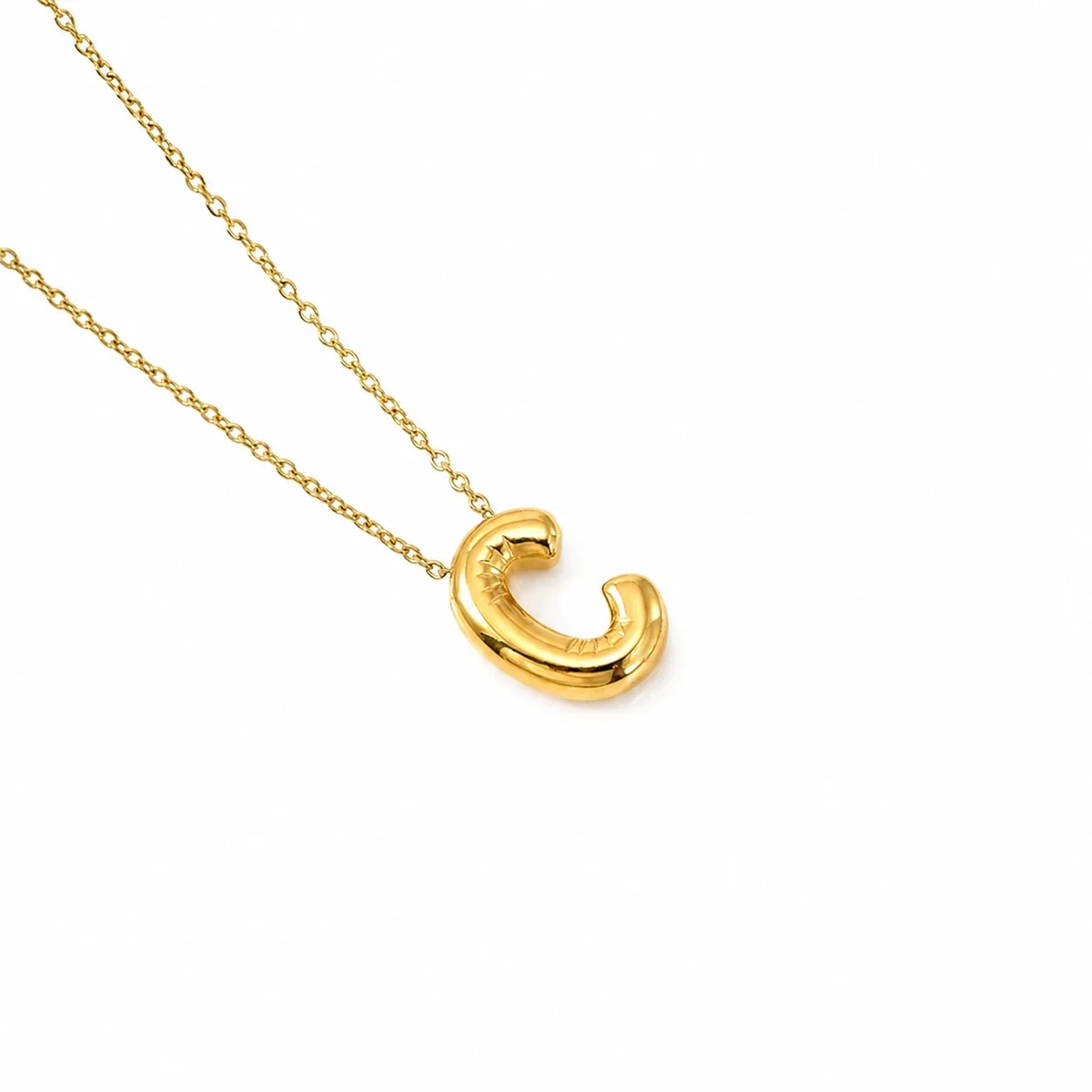 Playful 18K Gold-Plated Bubble Initial Cable Pendant Necklace - Gold C