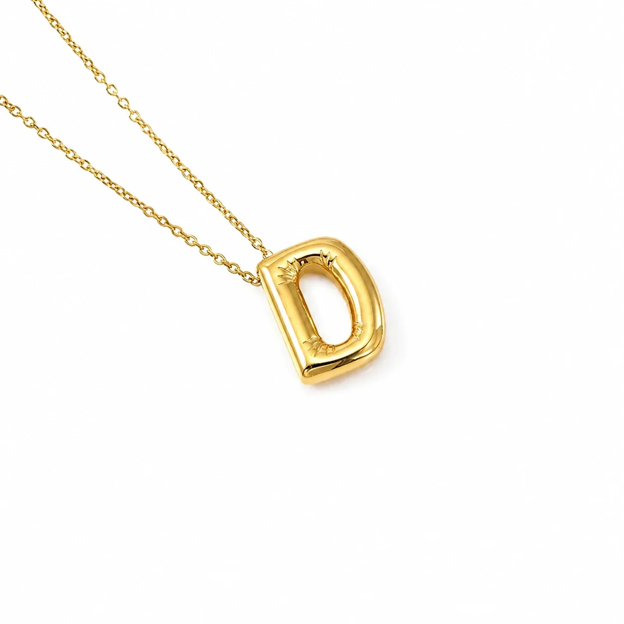 Playful 18K Gold-Plated Bubble Initial Cable Pendant Necklace - Gold D