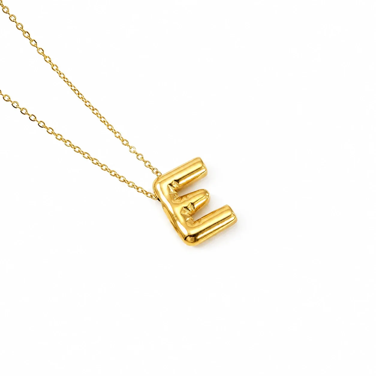 Playful 18K Gold-Plated Bubble Initial Cable Pendant Necklace - Gold E