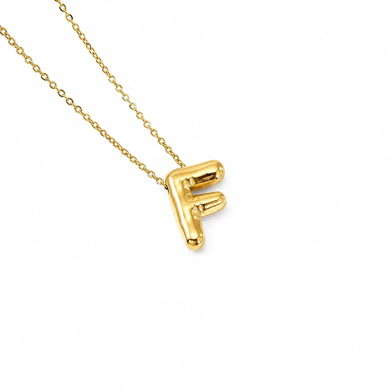Playful 18K Gold-Plated Bubble Initial Cable Pendant Necklace - Gold F