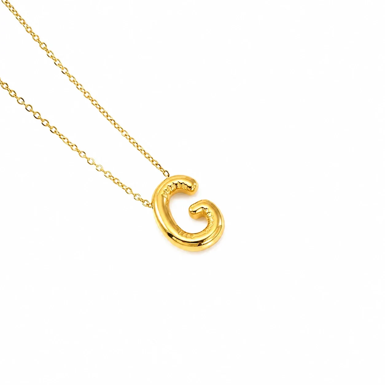 Playful 18K Gold-Plated Bubble Initial Cable Pendant Necklace - Gold G