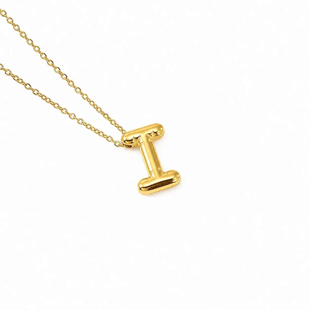 Playful 18K Gold-Plated Bubble Initial Cable Pendant Necklace - Gold I