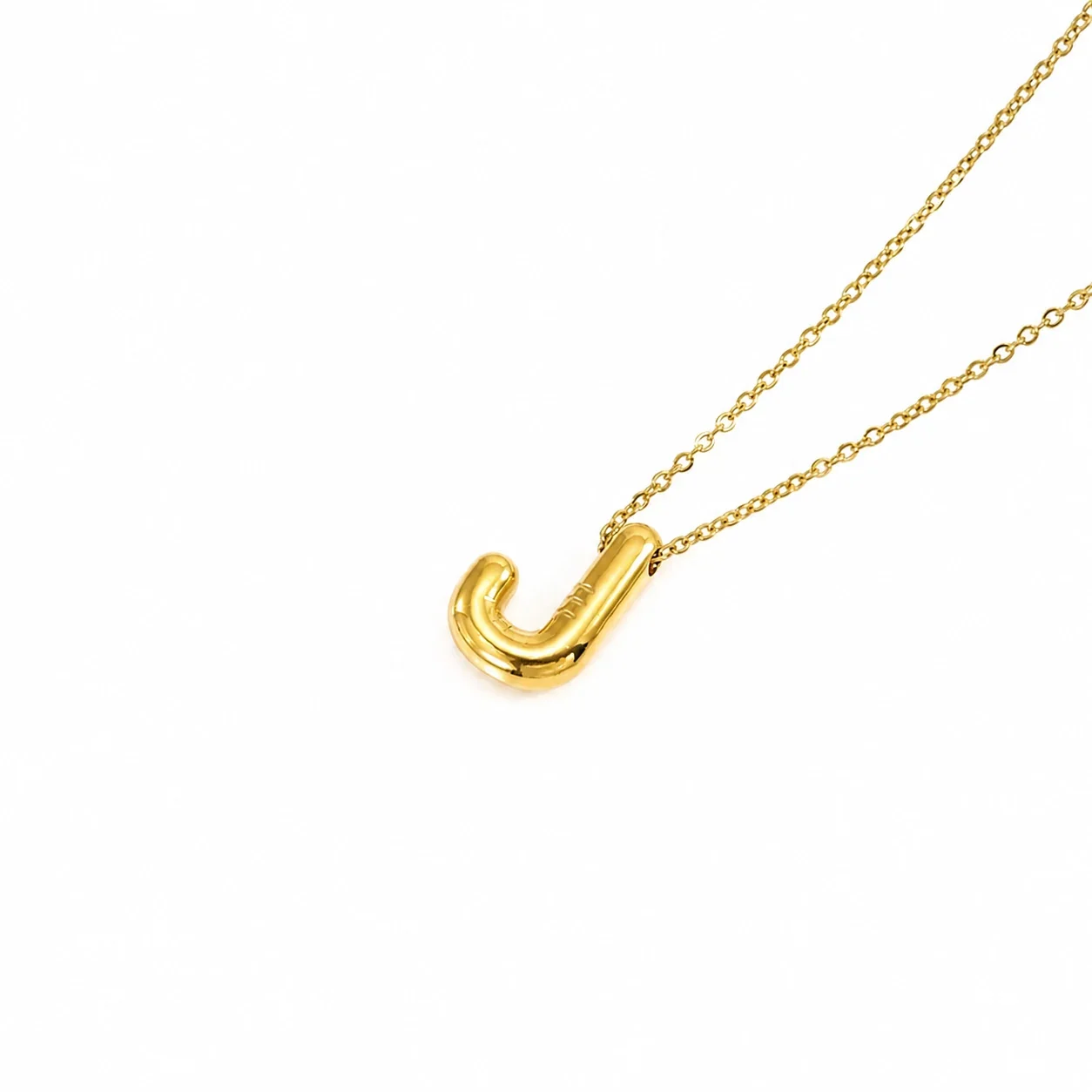 Playful 18K Gold-Plated Bubble Initial Cable Pendant Necklace - Gold J