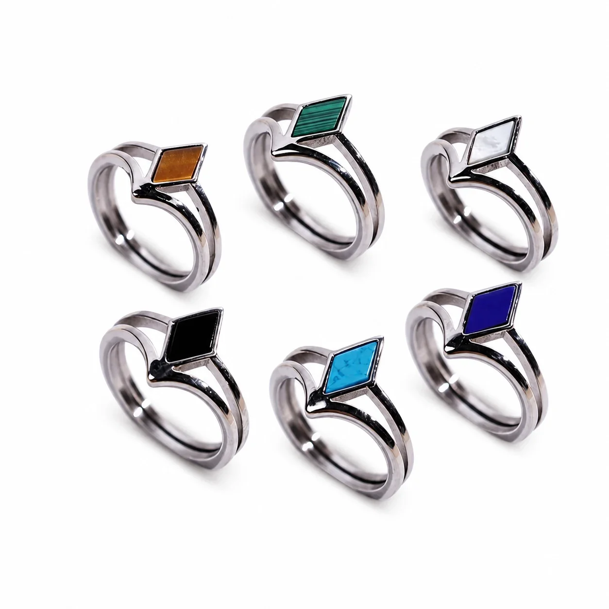 Sculptural 316 Stainless Steel Rhombus Signet Ring