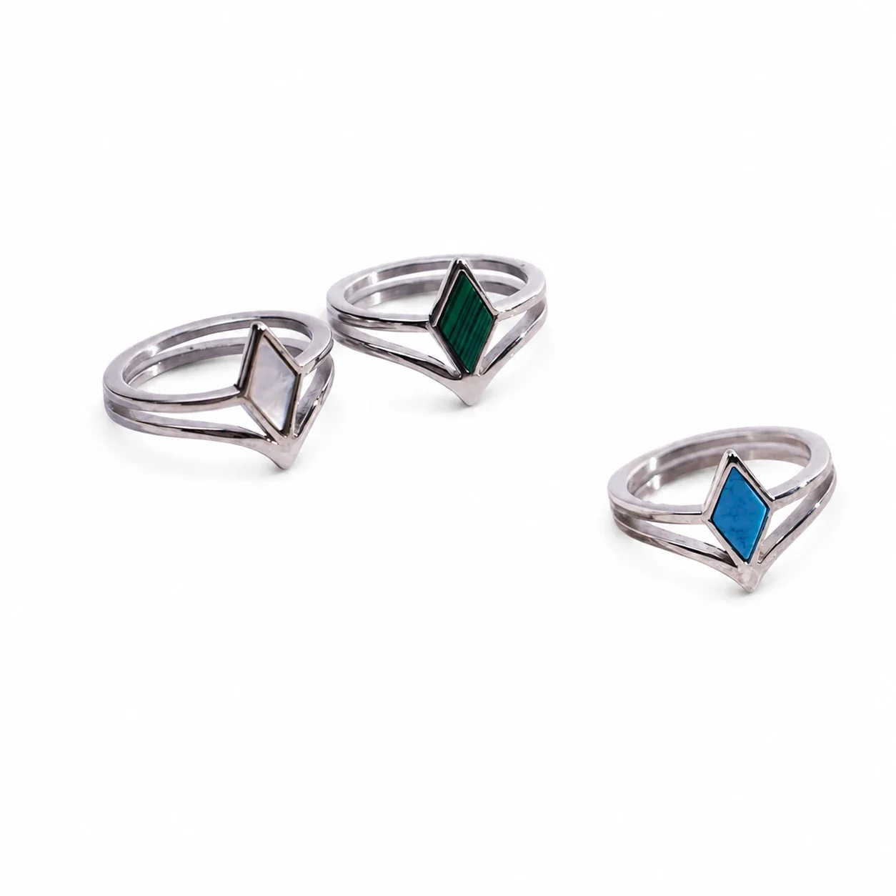 Sculptural 316 Stainless Steel Rhombus Signet Ring