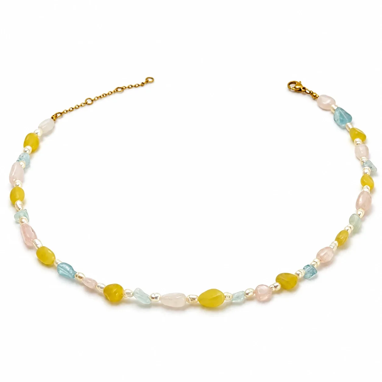 Iridescent 14K Gold-Plated Mixed Pebble Bead Necklace