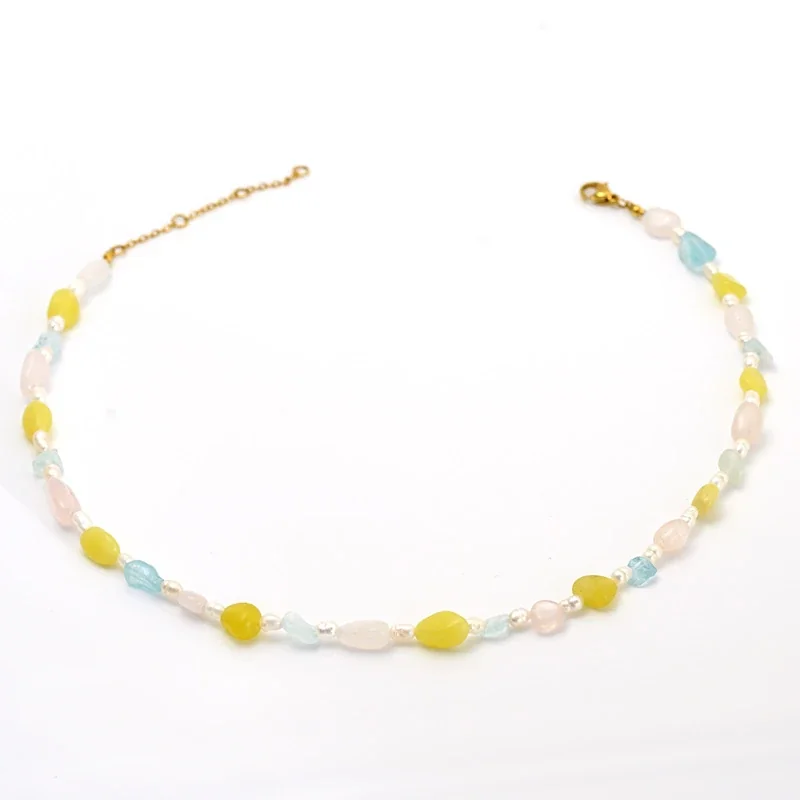 Iridescent 14K Gold-Plated Mixed Pebble Bead Necklace