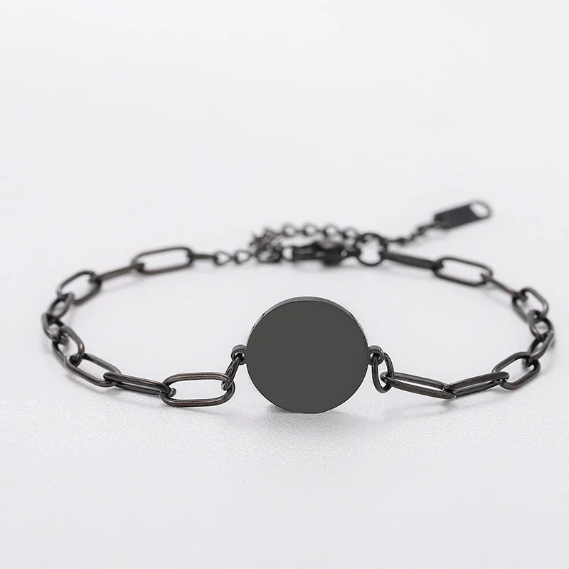 Bracelet with Blank Disc and Paperclip Links