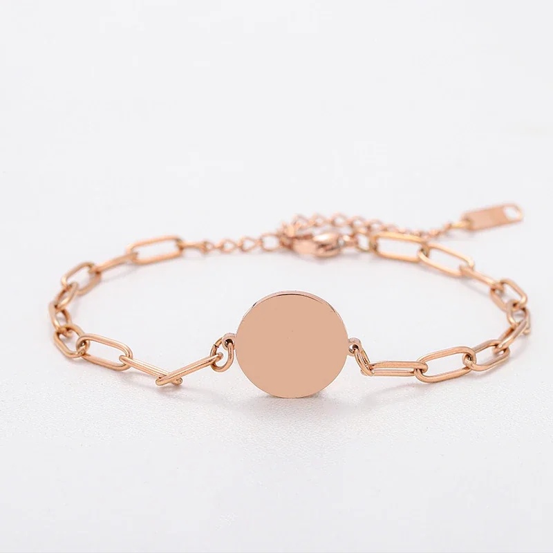 Bracelet with Blank Disc and Paperclip Links