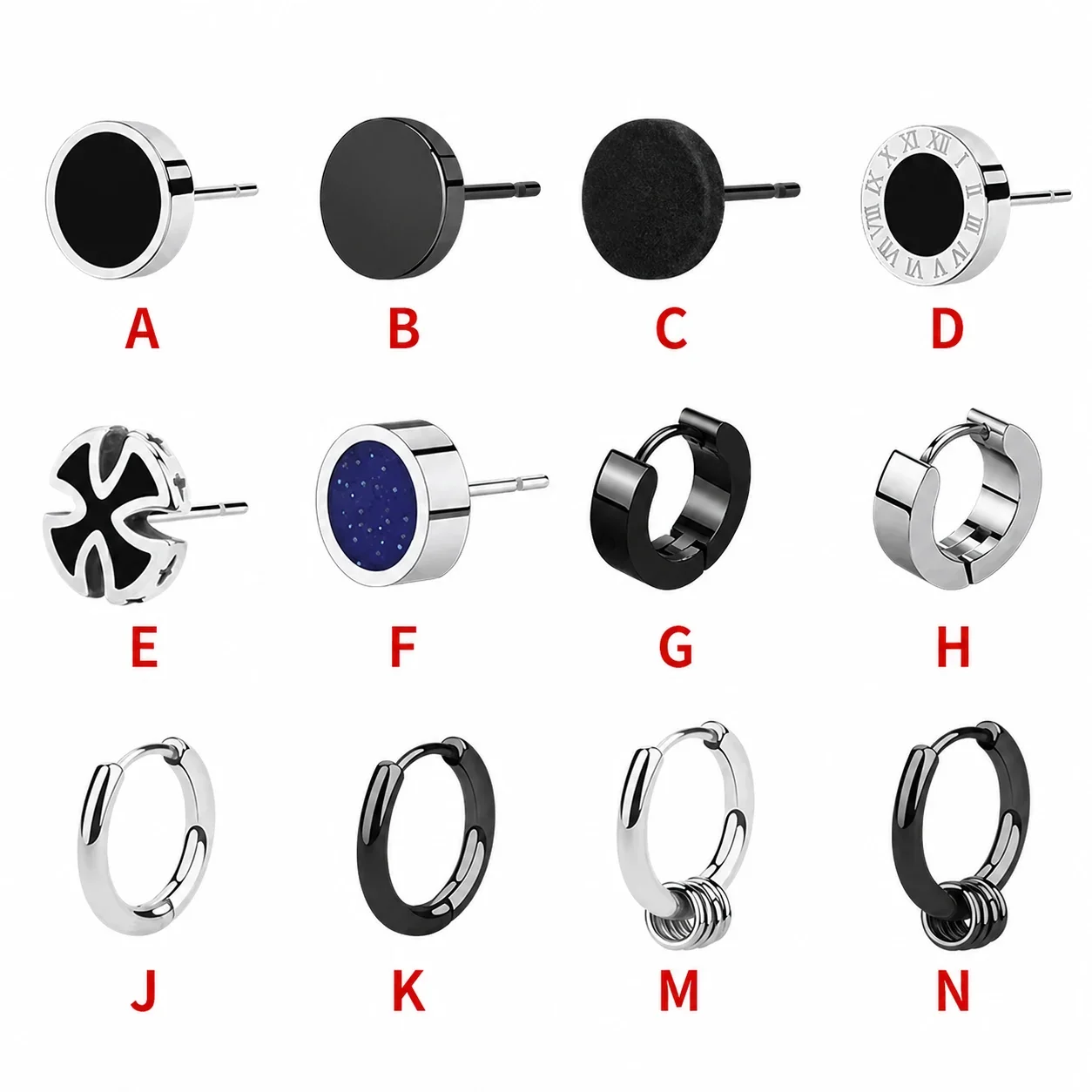 Graphic Stainless Steel Black-Plated Disc & Huggie Earrings - Piece Complete