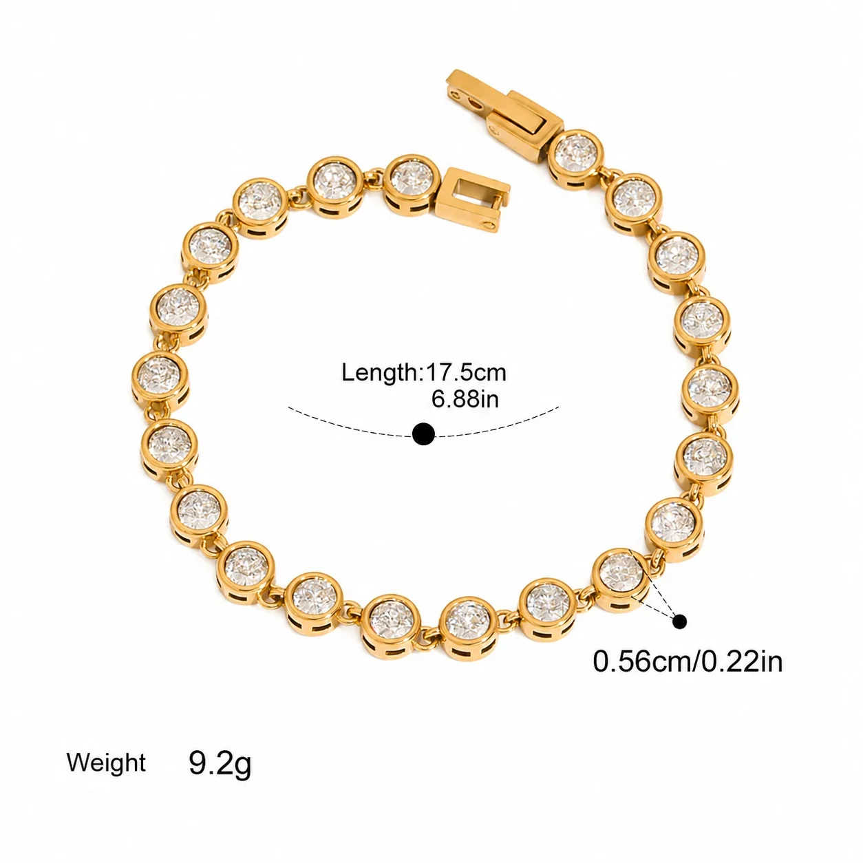 Sporty 18K Gold-Plated Racket CZ Pearl Bracelet - Gold Racket Pearl
