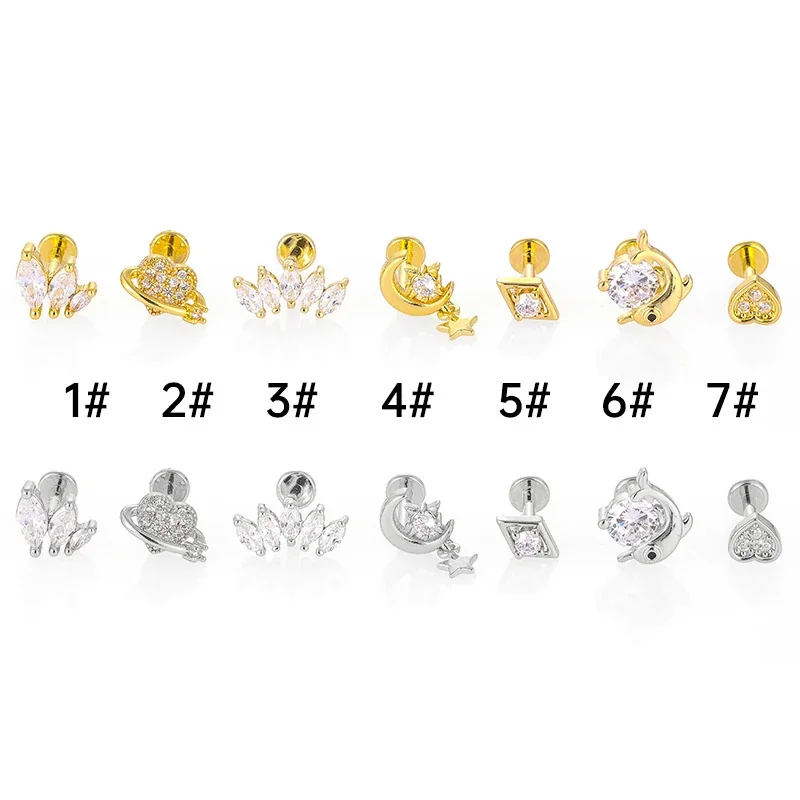 Playful 316 Stainless Steel Dolphin CZ Stud Earring