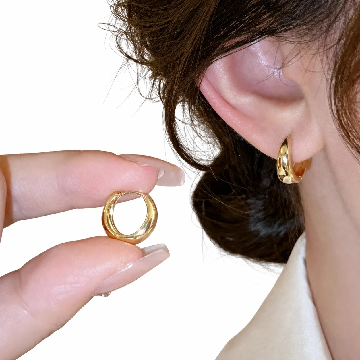 Rounded Dome Gold PVD 316 Stainless Huggie Earrings
