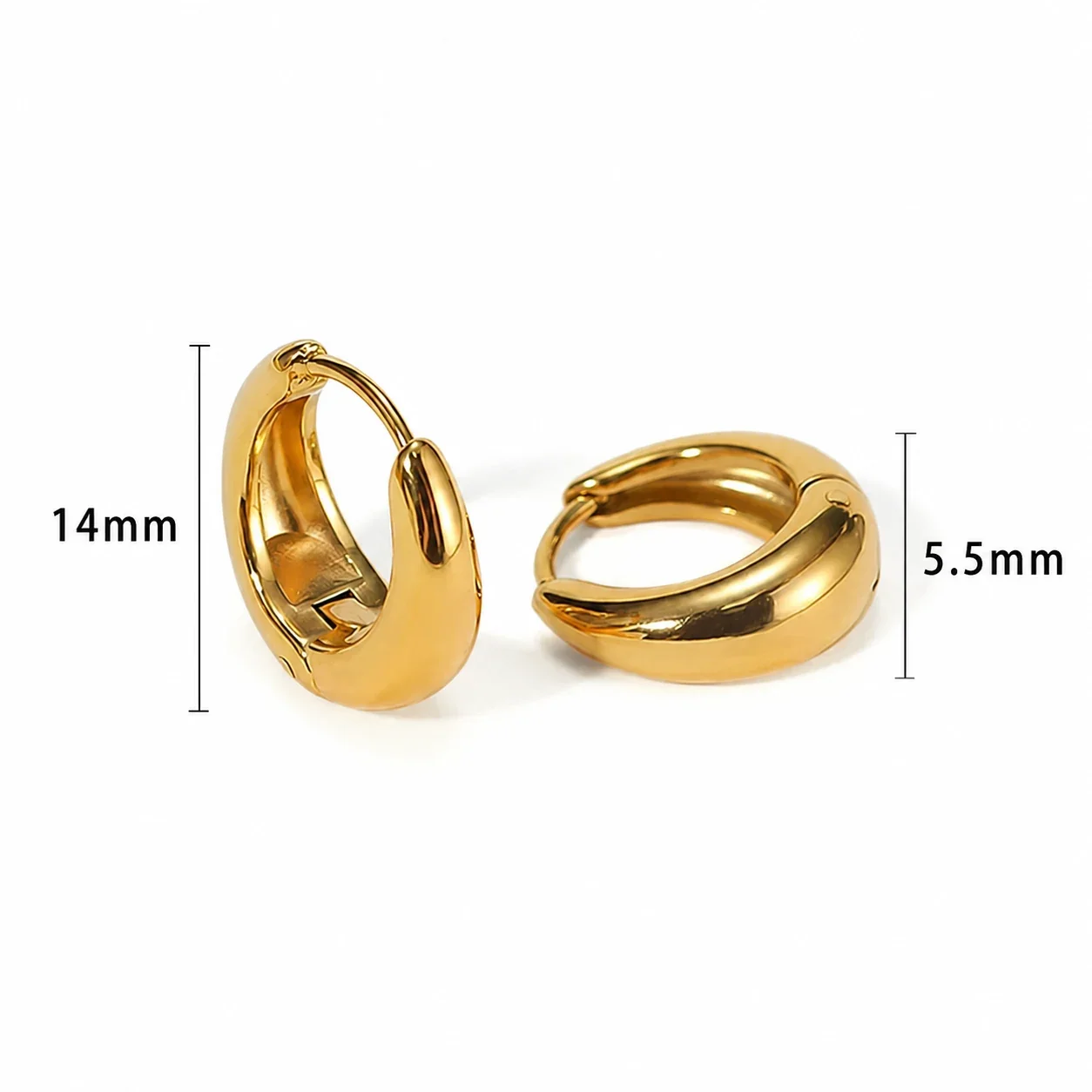Rounded Dome Gold PVD 316 Stainless Huggie Earrings