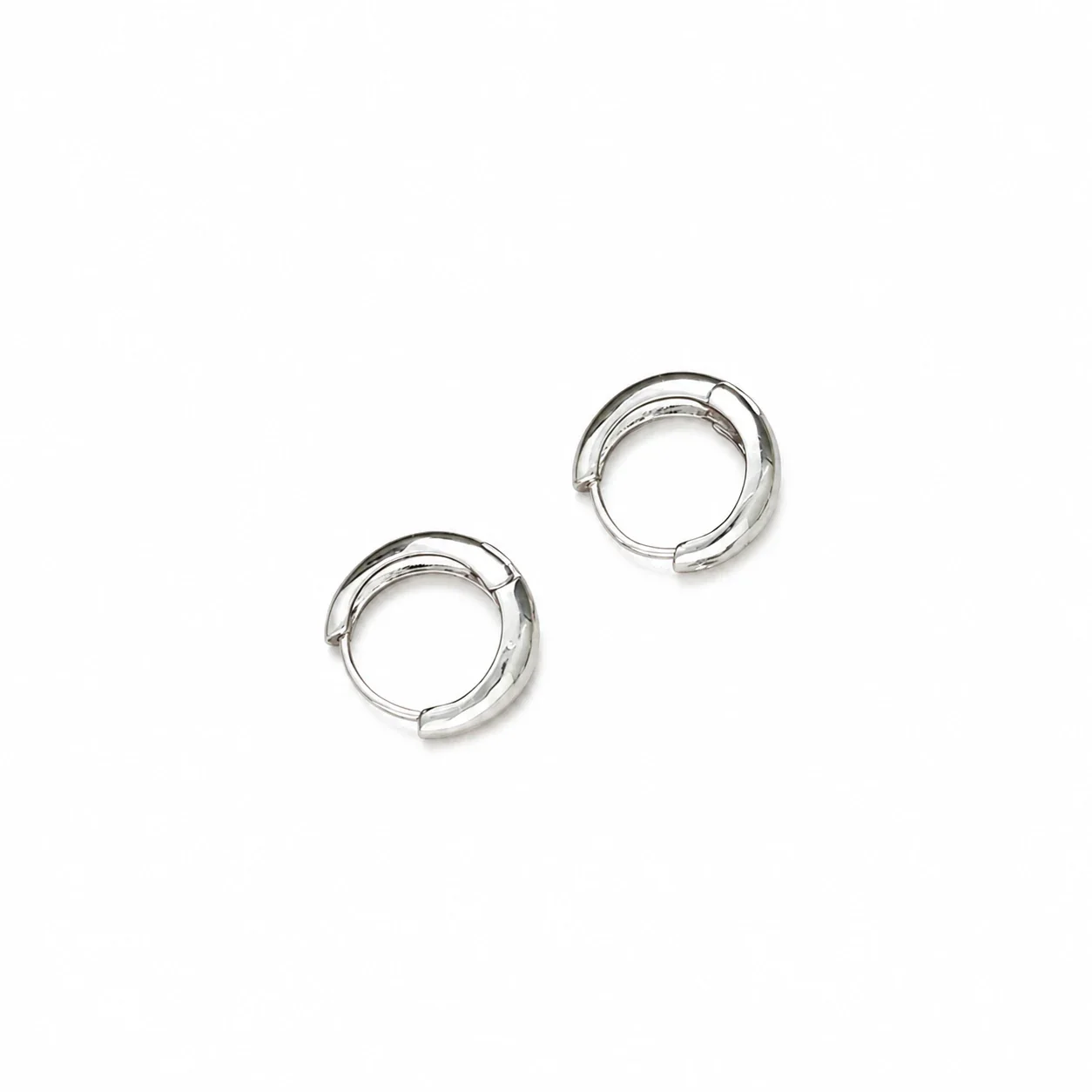Rounded Dome Gold PVD 316 Stainless Huggie Earrings - Silver
