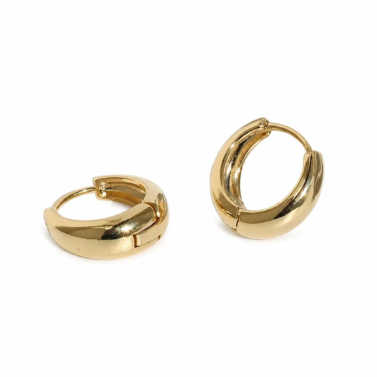 Rounded Dome Gold PVD 316 Stainless Huggie Earrings - Gold
