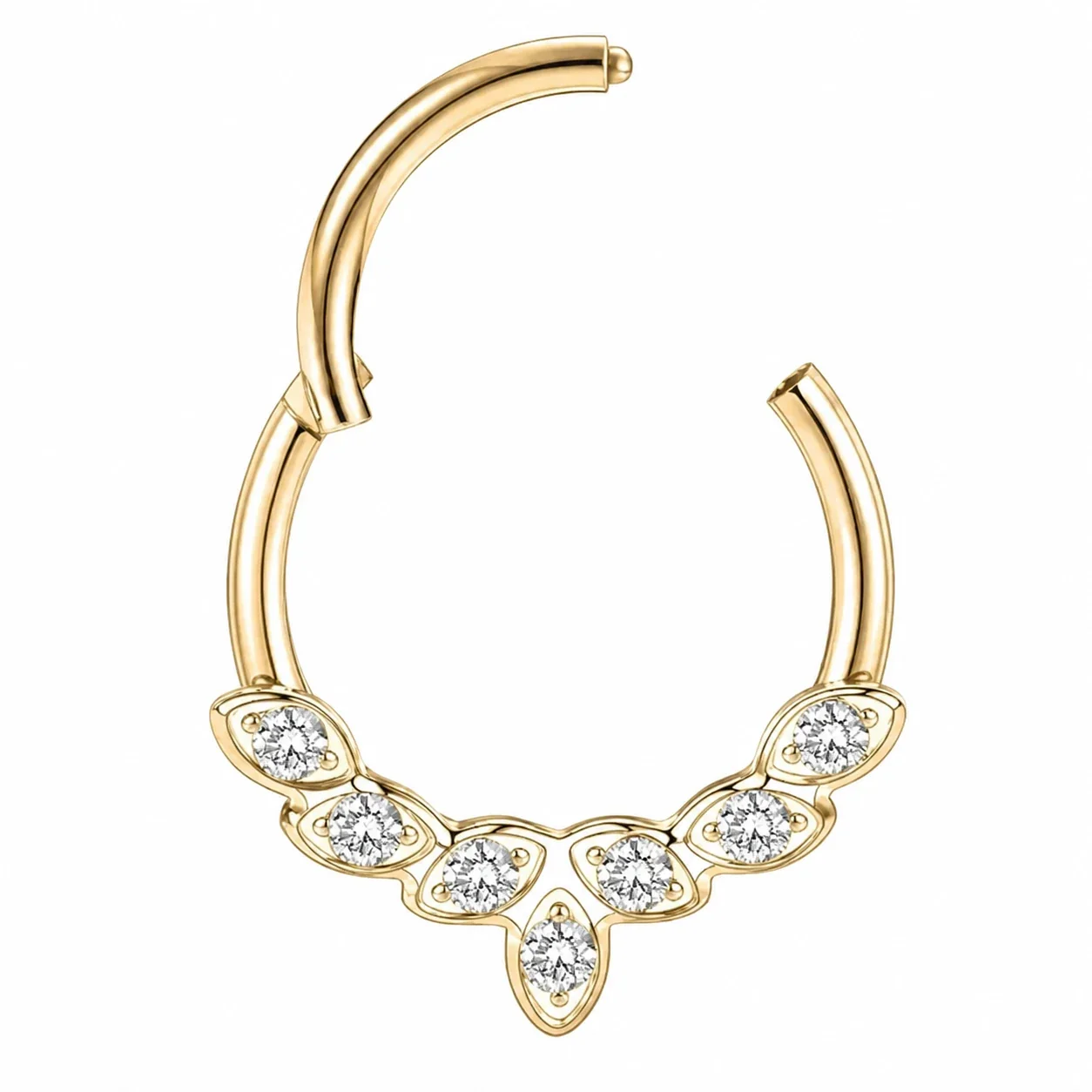 Ornate 316 Stainless Steel Marquise Crystal Hoop Earring