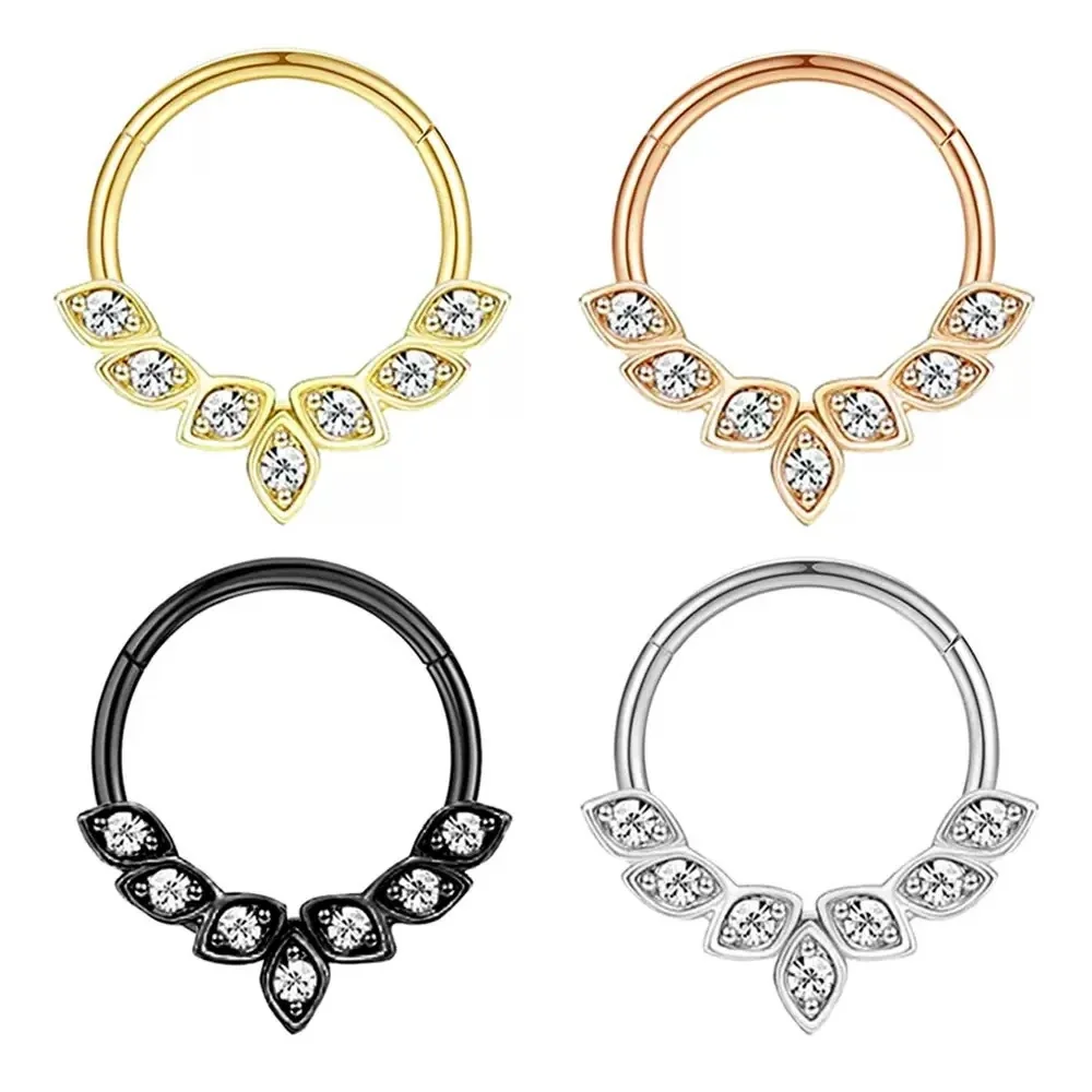 Ornate 316 Stainless Steel Marquise Crystal Hoop Earring